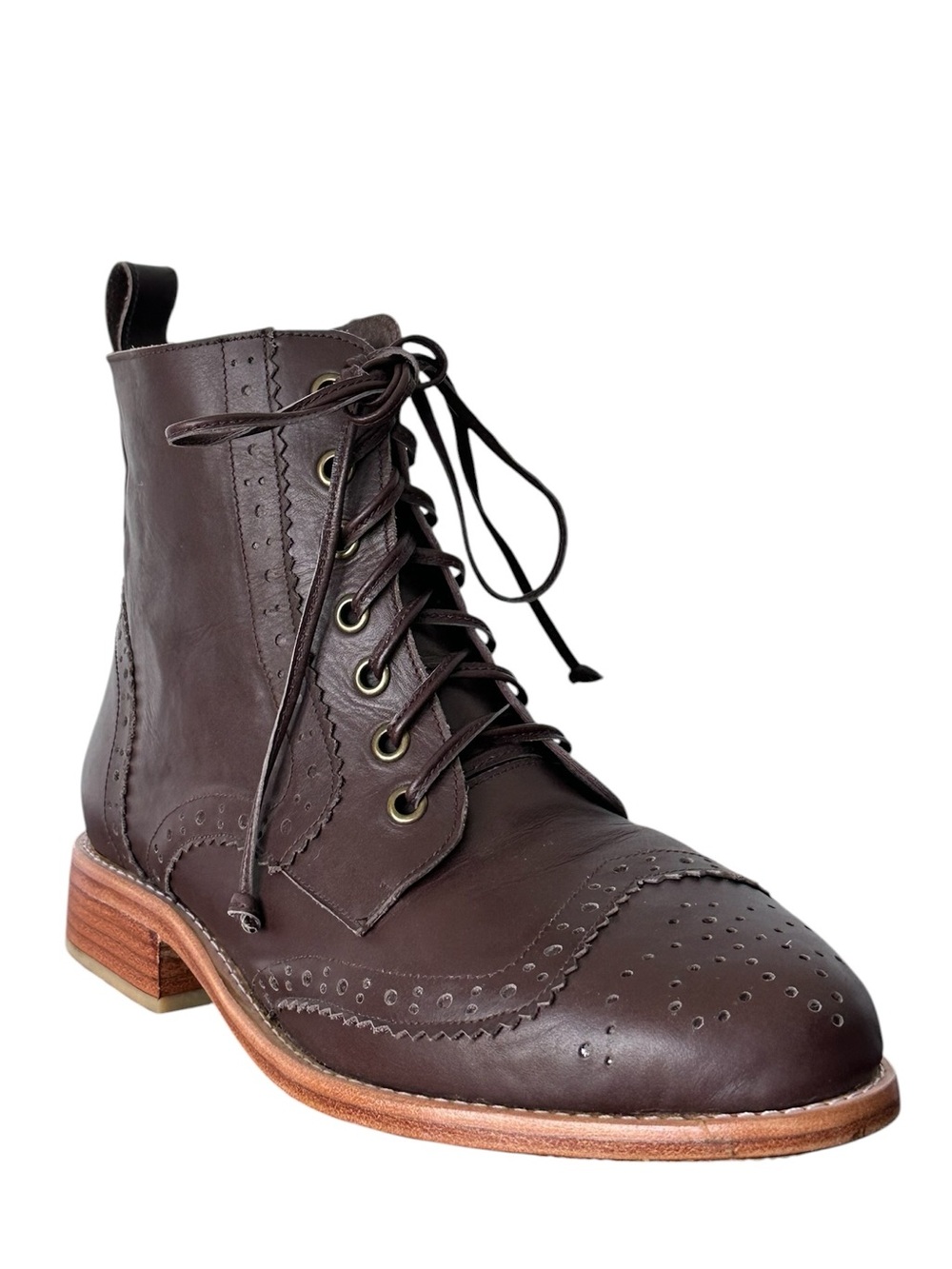 Bali ELF Women's Salstice Dark Brown Leather Brogue Lace Up Ankle Boots Size 9